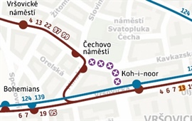 Dopravní omezení: Čechovo náměstí - dočasné přerušení provozu tramvají