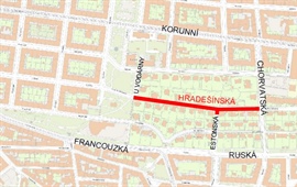 V pondělí 28. června začíná rekonstrukce další části Hradešínské ulice