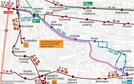 Dočasné přerušení provozu tramvají v úseku Náměstí Míru – Koh-i-noor