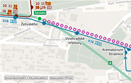 Dočasné přerušení provozu tramvají v úseku Želivského – Vinice